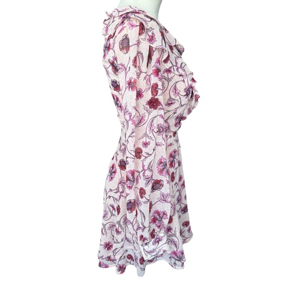 NWT For Love & Lemons Agnes Floral Plunge Mini Dress in Soft Rose XS - Picture 9 of 15